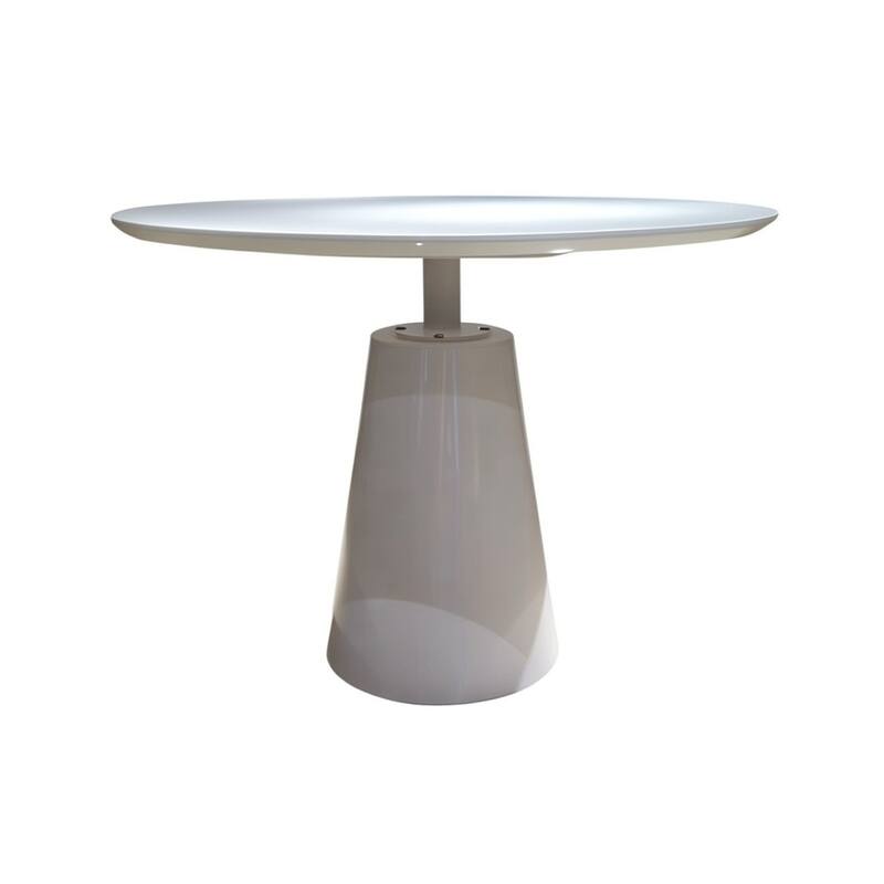 HomeRoots 42" White Wood and Metal Pedestal Base Round Top Dining Table - 42.10 in. x 30.50 in. x 42.10 in.