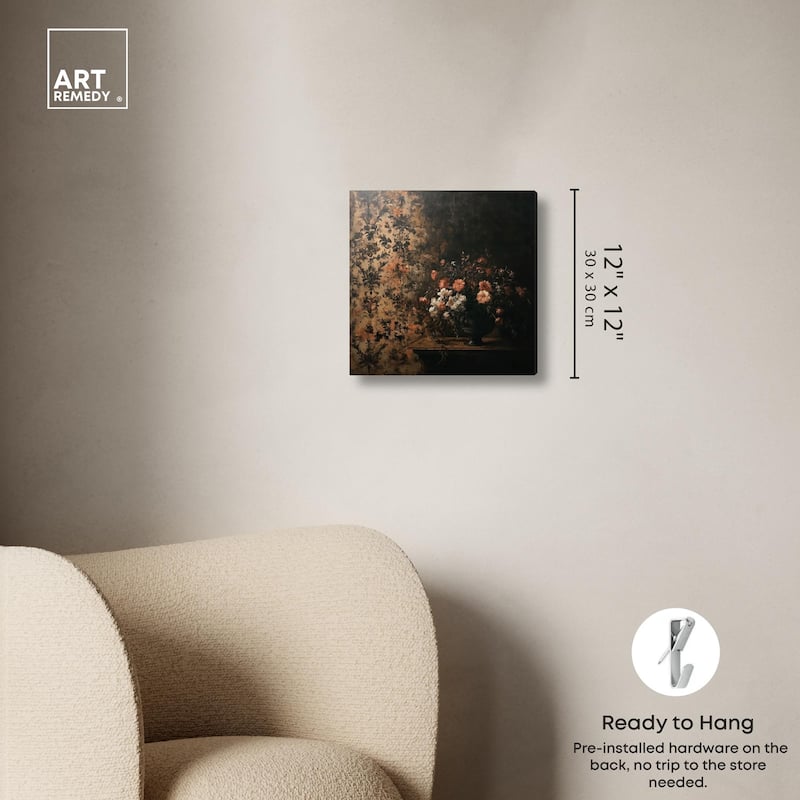 Dark Floral Elegance Canvas by Art Remedy, Gallery Wrapped