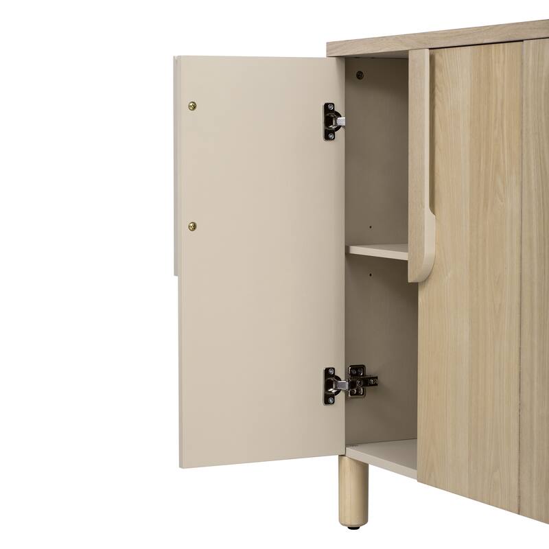 4-Door Buffet Cabinet with Storage, Wood Sideboard Cabinet with Unique Arc Handles and Adjustable Shelves for Dining Room
