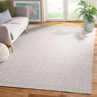SAFAVIEH Handmade Flatweave Montauk Everly Casual Cotton Rug - Ivory/Grey - 5' x 7'