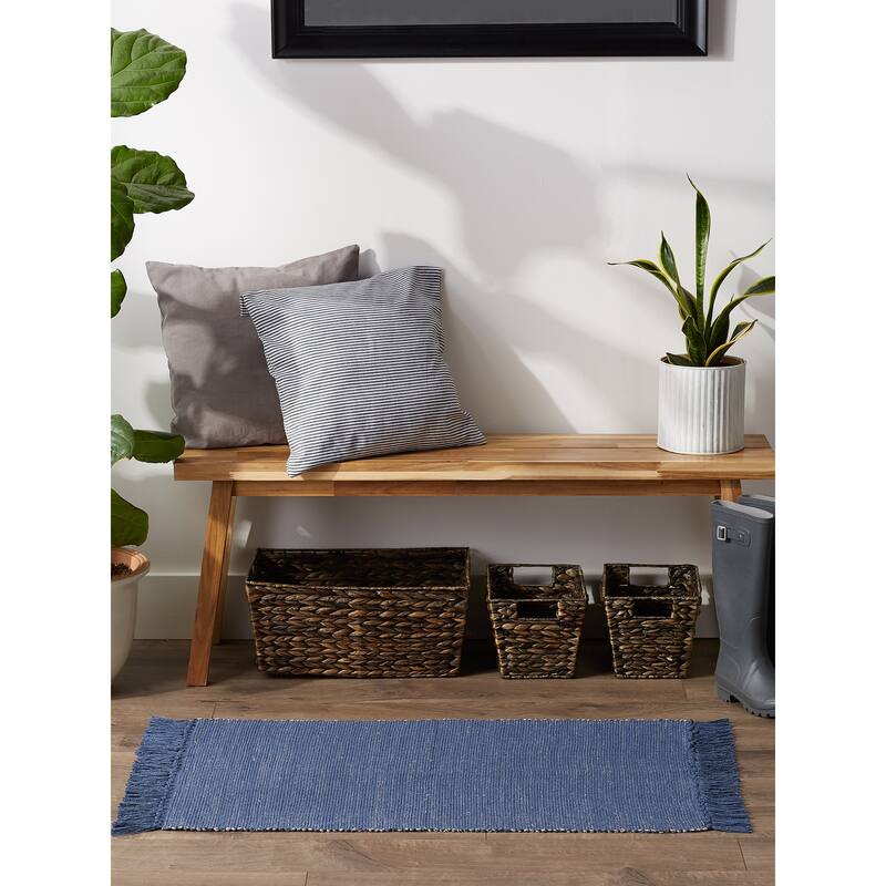 DII Gray and Off White 2-Tone Ribbed Rug 2x3 Ft - 24.0 In. L X 36.0 In. W X 0.2 In. H