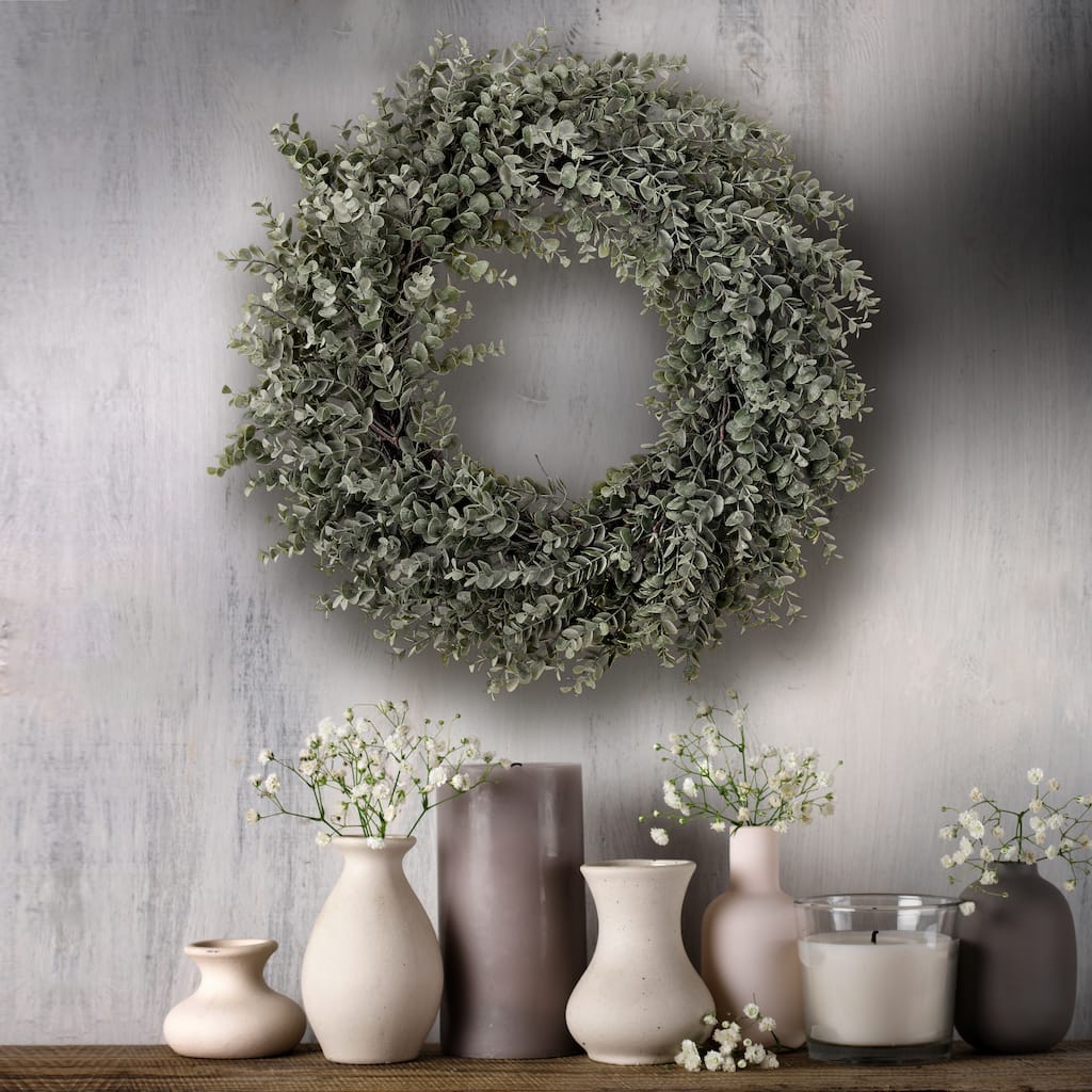 Plastic Eucalyptus Wreath 26"