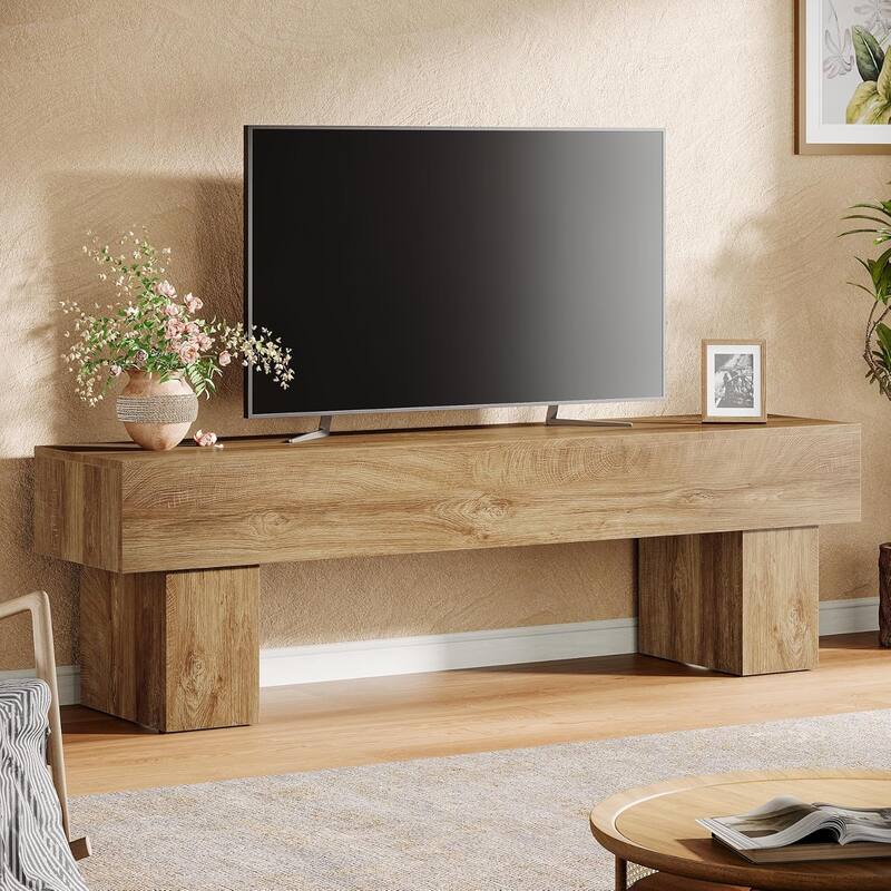 63 Inches TV Stand, Farmhouse Long Media Entertainment Center