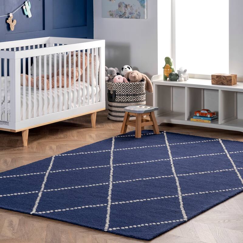 Nuloom Handmade Dotted Trellis Wool Kids Nursery Rug