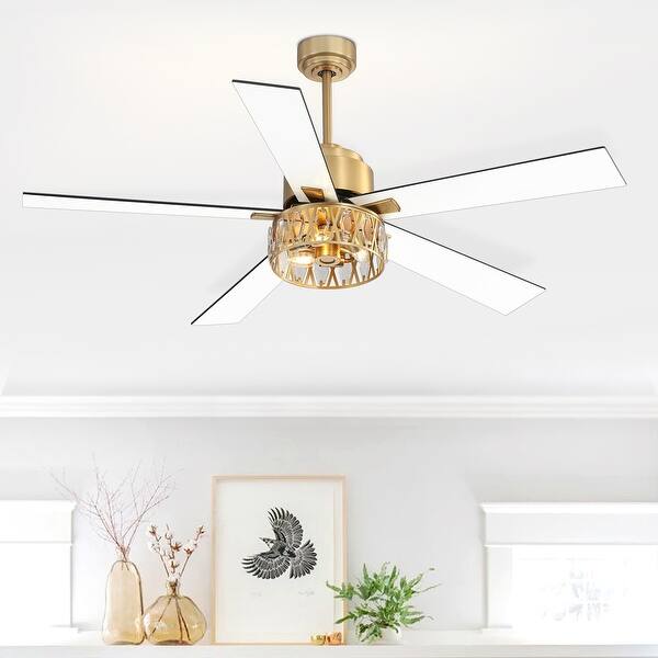52" 5 Blade Gold Ceiling Fans with LED Lighting Remote Control 52 inch Bed Bath & Beyond