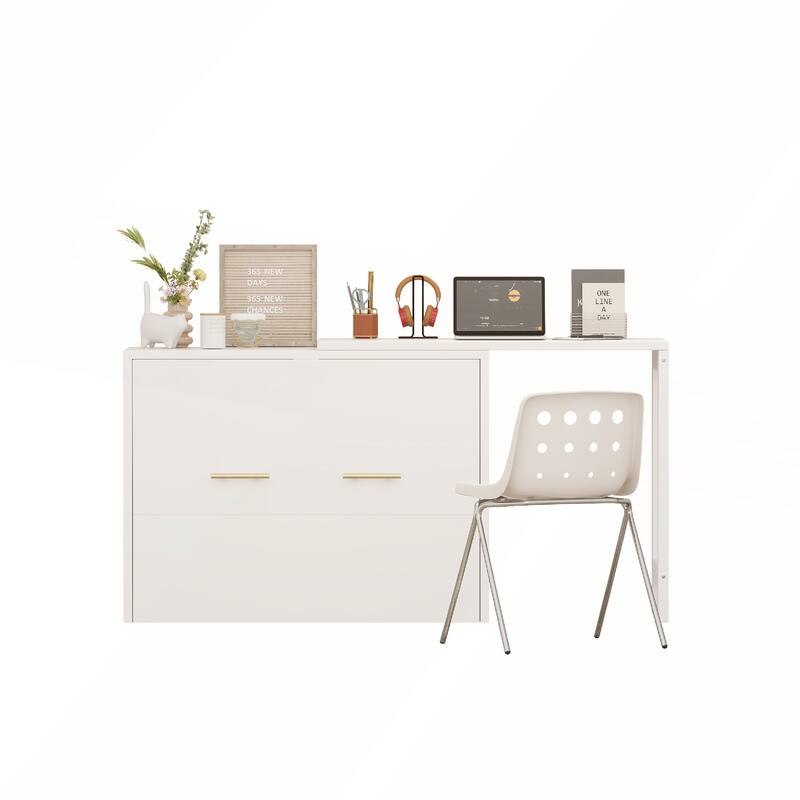 Twin Size Murphy Cabinet Bed with Adjustable Position Desk