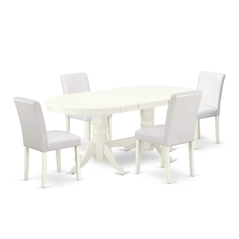 Tuscan Dining Set 5pc Oval Table w/ Leaf & 4 Parsons Chairs - 40x76 Inch