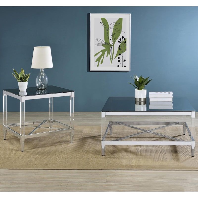 Webber Chrome Square End Table with Acrylic Legs