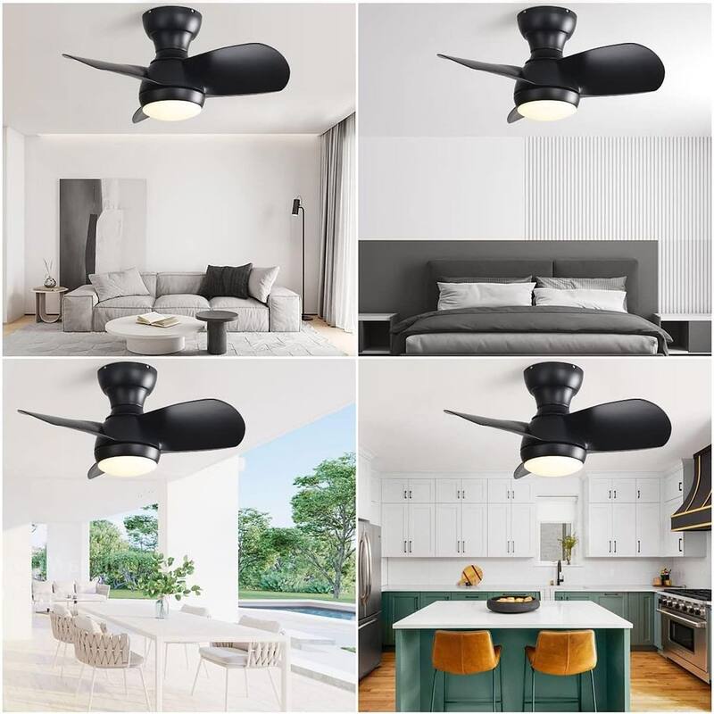23" Modern Dimmable LED Ceiling Fan Light with Remote Control