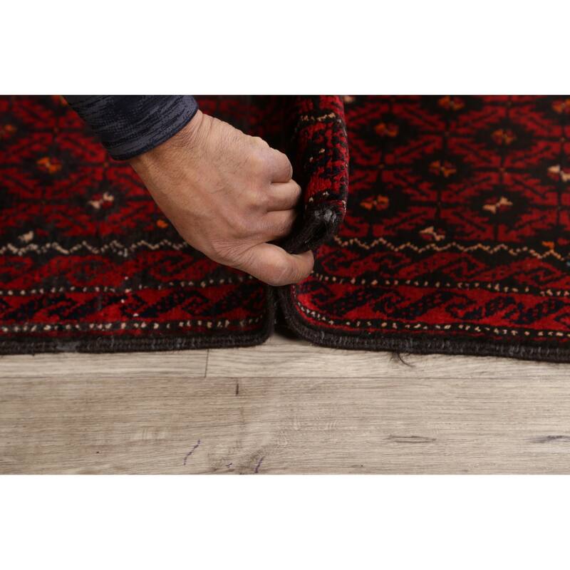 Traditional Persian Balouch Area Rug Hand-knotted Wool Carpet - 3'8" x 7'2"