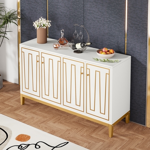 Middlebrook Minimal Fluted FourDoor Buffet Sideboard On Sale Bed