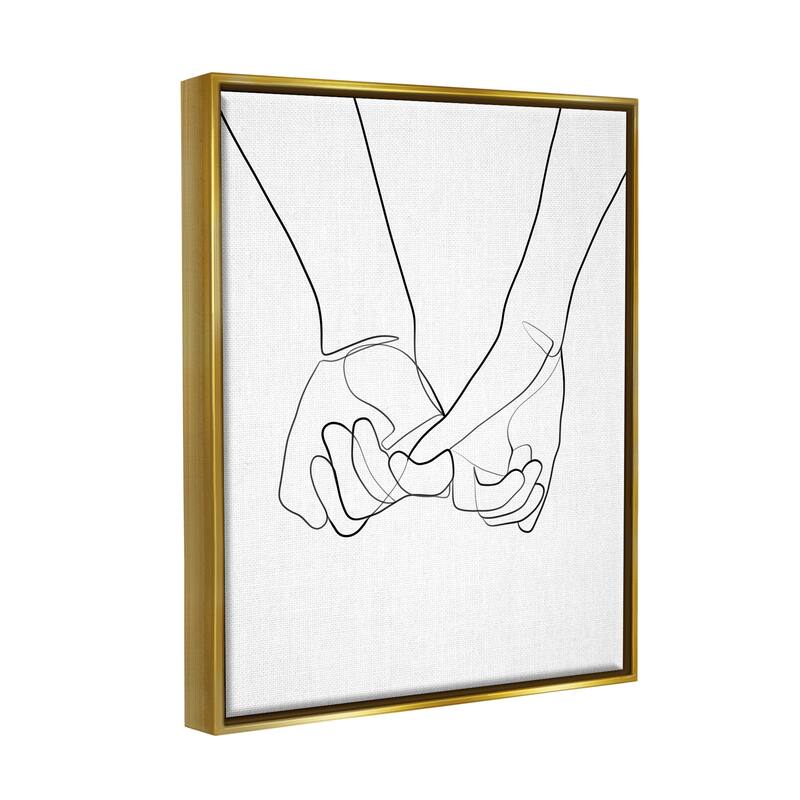 Stupell Fluid Line Abstract Couple Holding Hands Black White Floater Frame