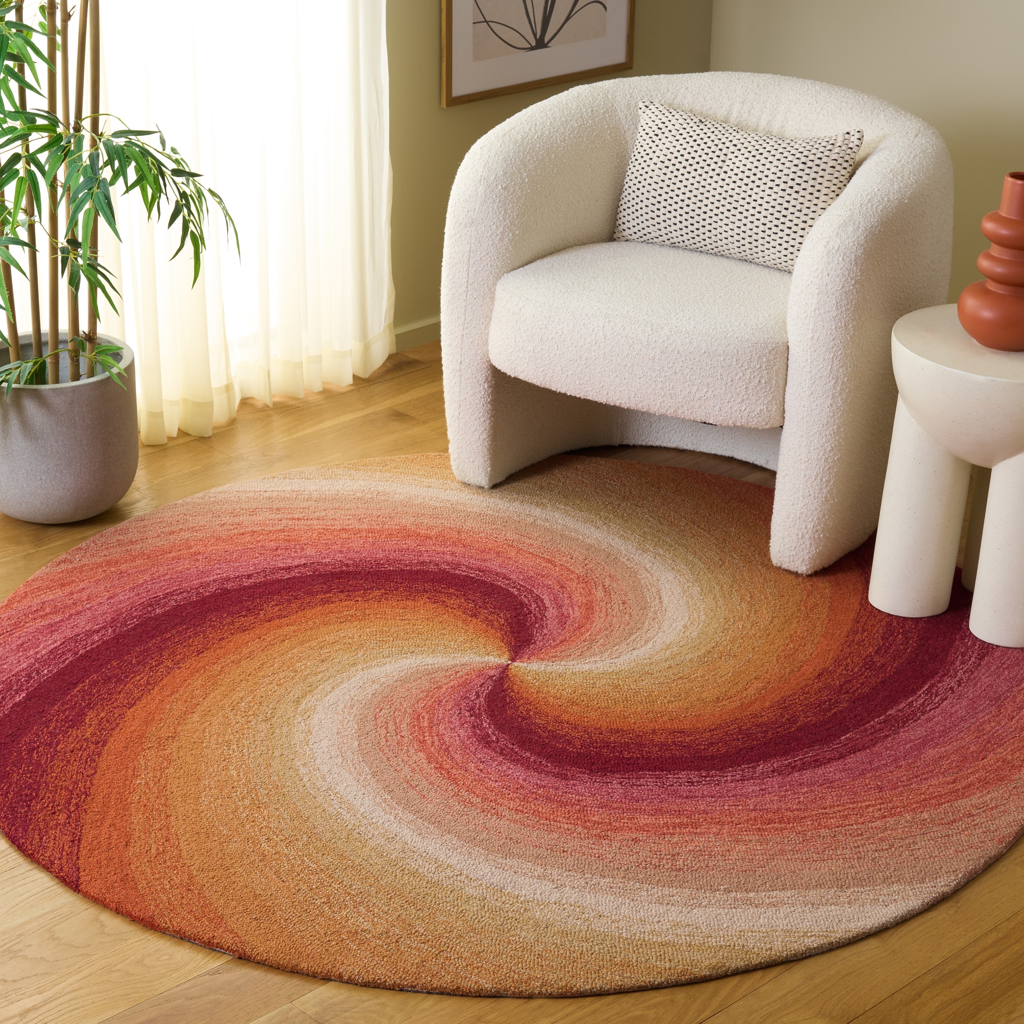 SAFAVIEH Handmade Novelty Vasila Swirl Wool Rug