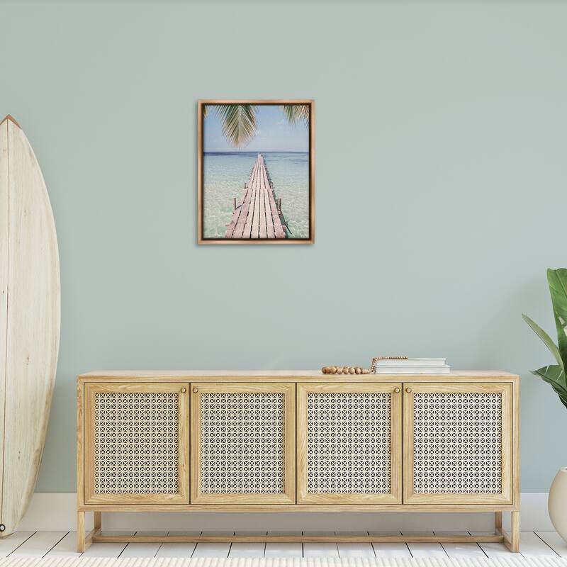 Stupell Tropical Dock on Beach Framed Floater Canvas Wall Art Design by Sisi and Seb