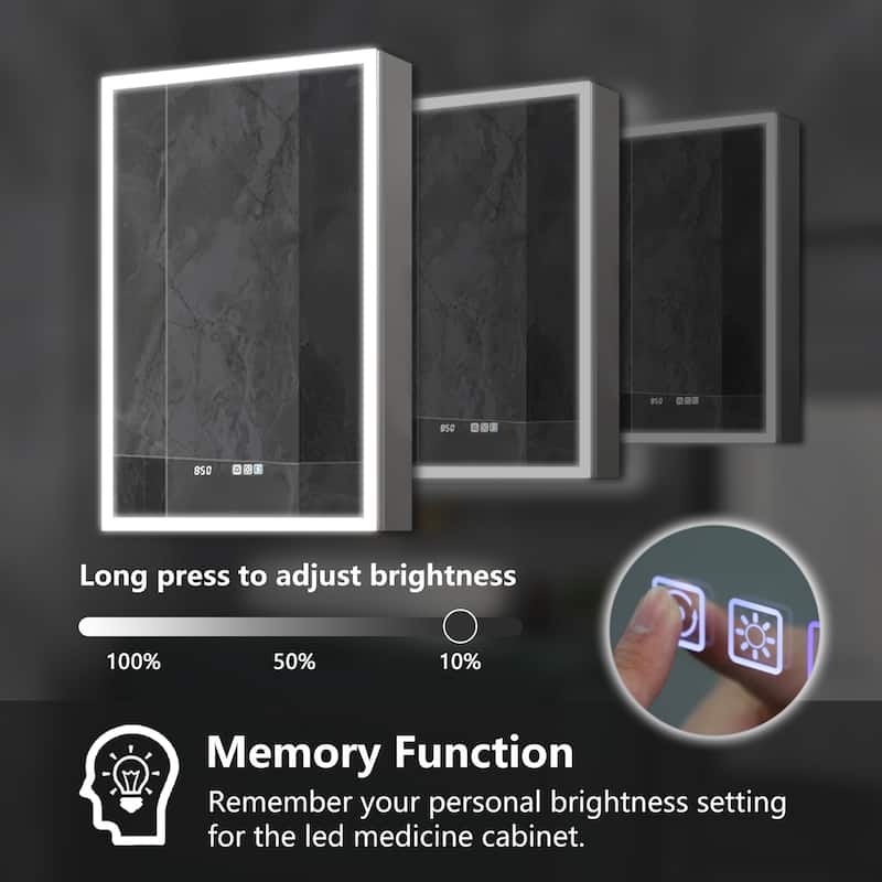 ExBrite Led Lighted Medicine Cabinet Recessed or Surface with Mirrors
