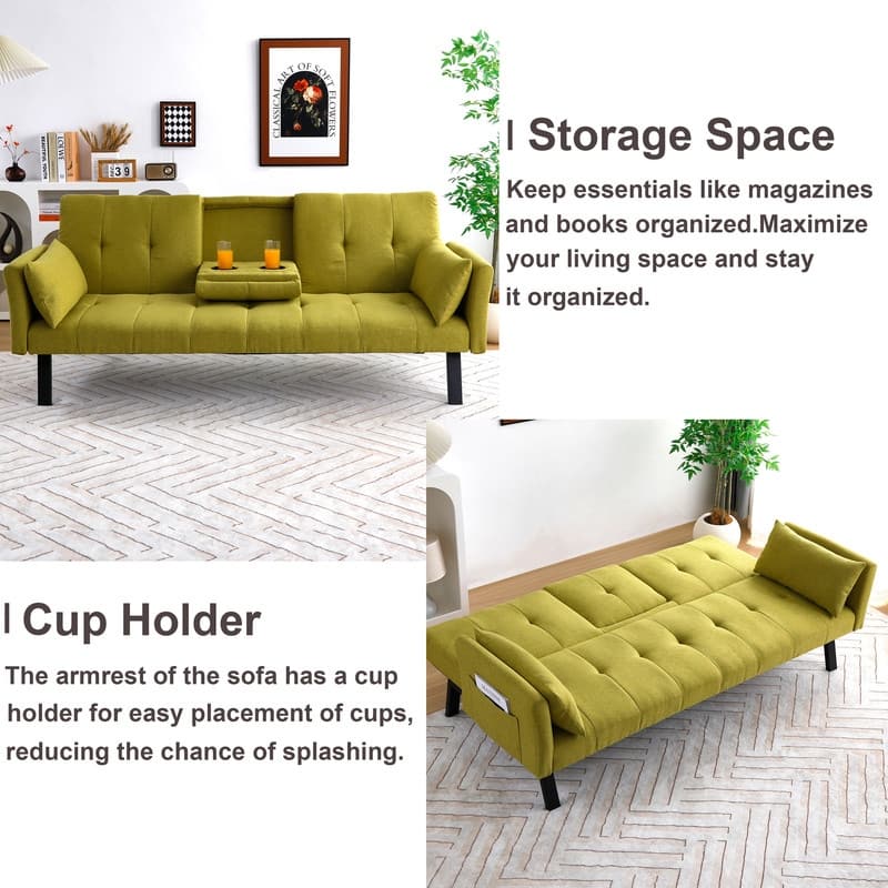 70" Cotton And Linen Cushion Sofa