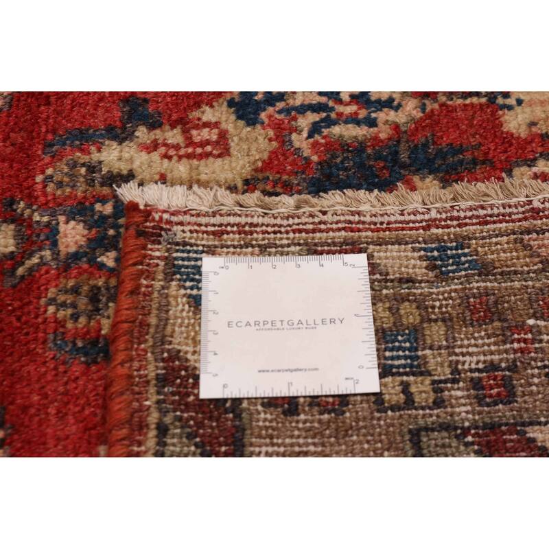 ECARPETGALLERY Hand-knotted Andelz Red Wool Rug - 3' 5" x 9' 8"