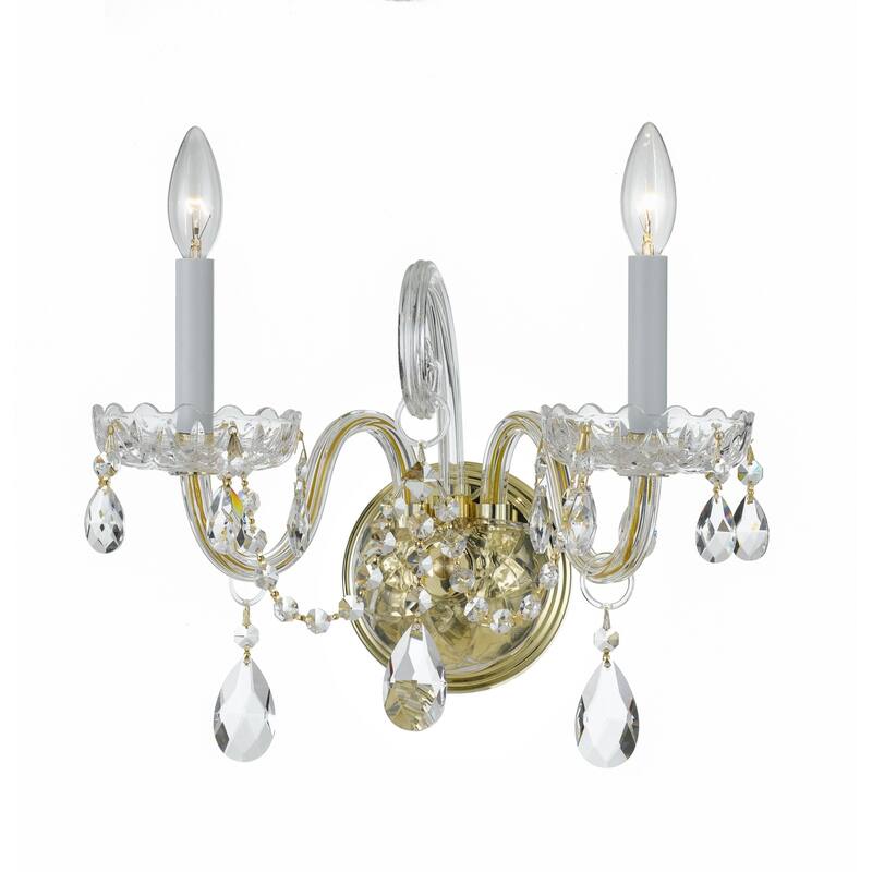 Crystorama Lighting Group Traditional Crystal 2 Light 15" Wide Wall - Polished Brass
