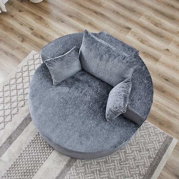 Grey Single Sofa Leisure Chair Round Accent Chair Sofa Chaise