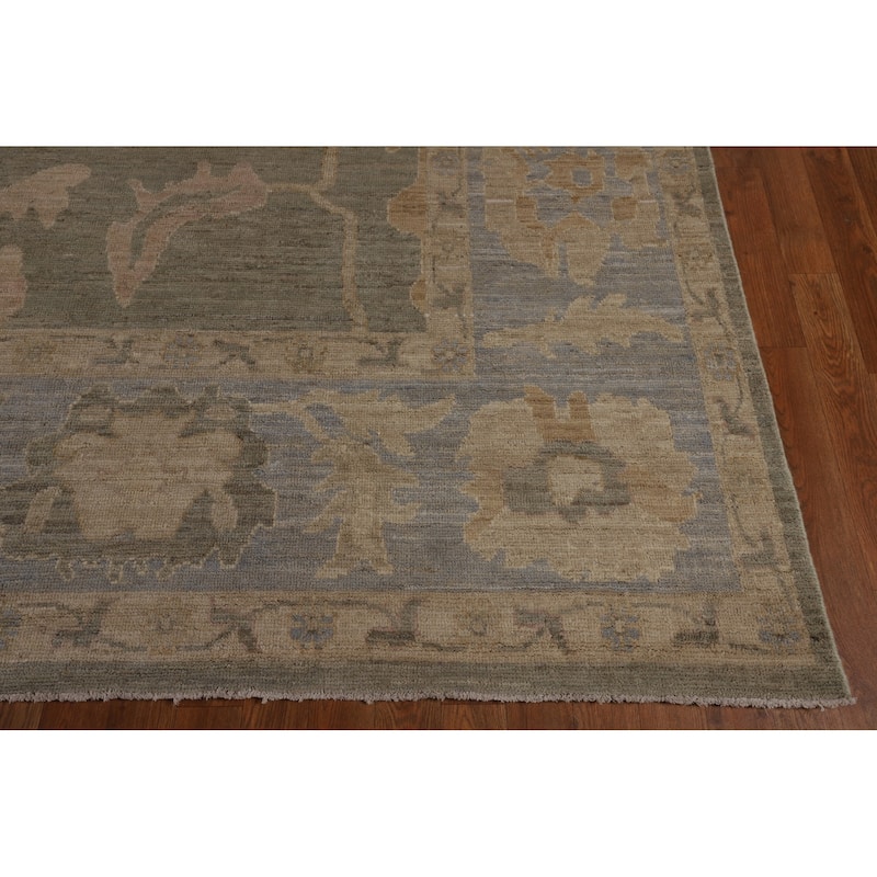 Grey Vegetable Dye Oushak Turkish Large Area Rug Handmade Wool Carpet - 9'11"x 13'10"