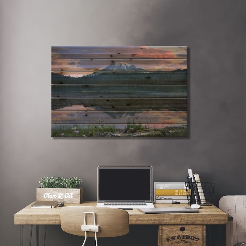 Mount Rainier And Reflection Lake, Mount Rainier National Park, Washington II Print On Wood by Tim Fitzharris - Multi-Color