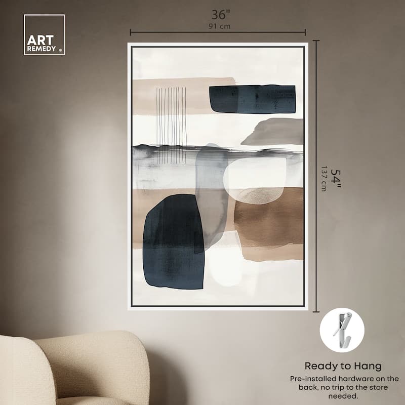 Art Remedy Layers Of Depth Framed Abstract Shapes 1 Piece Canvas Wall Art
