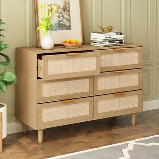 6 Drawers Rattan Dresser Rattan Drawer,Bedroom,Living Room - Bed Bath ...