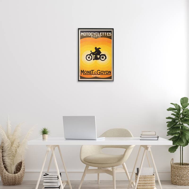 Stupell Vintage Motorcycle Advertisement Framed Giclee Art Design By Marcus Jules