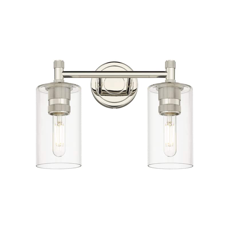 Innovations Lighting 434-2W-11-14 Crown Point Vanity Crown Point 2 - Polished Nickel / Clear