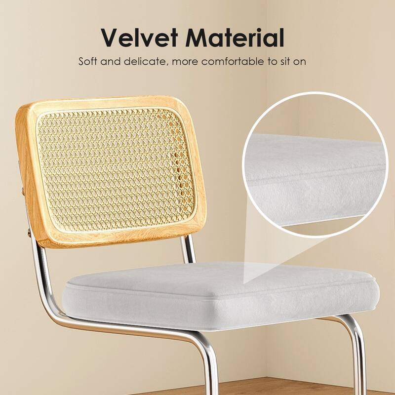 Counter Height Bar Stools Set Of 2, Upholstered Barstools With Rattan Back,30 Inch Stools Armless Bar Chairs