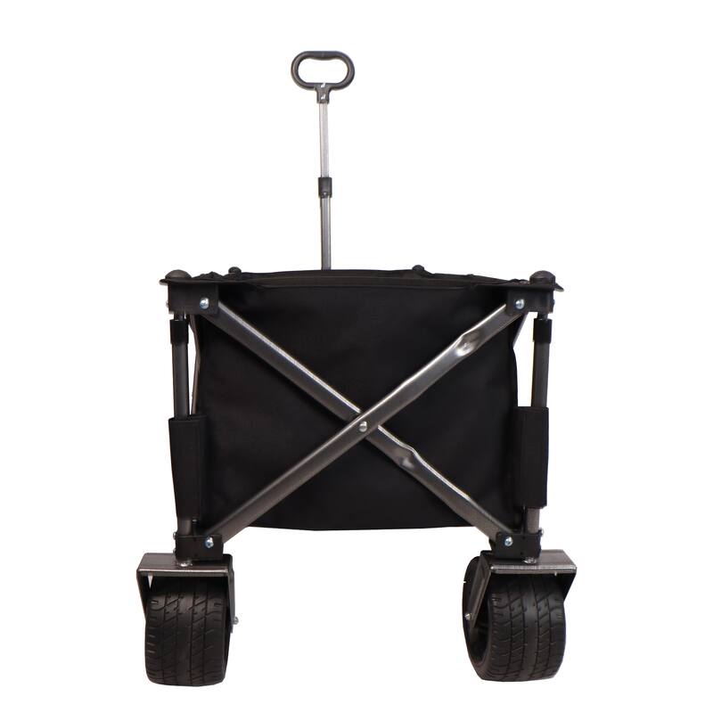 Folding Wagon, Heavy Duty Beach Cart for Sand with Big Wheels, Adjustable Handle&Drink Holders for Shopping, Camping and Outdoor