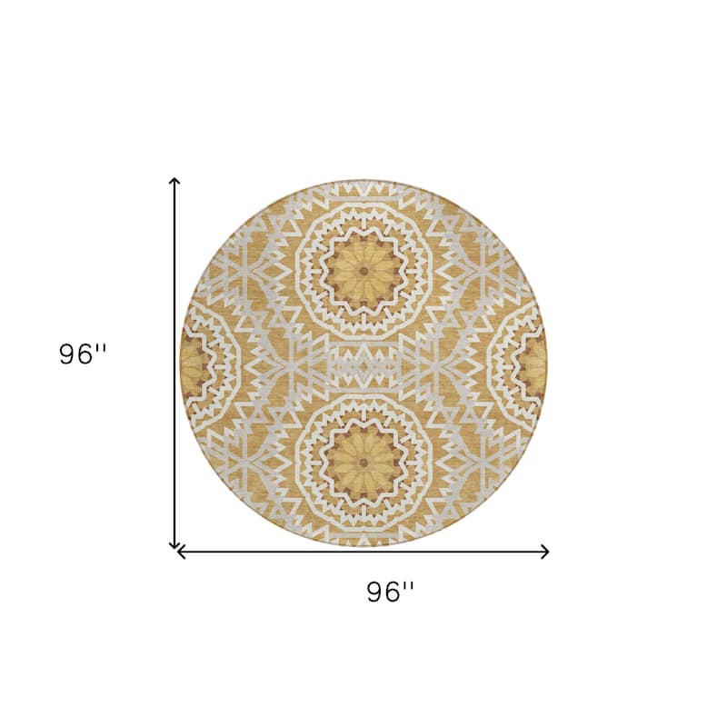HomeRoots Floral Medallion Transitional Rectangle Outdoor Rug