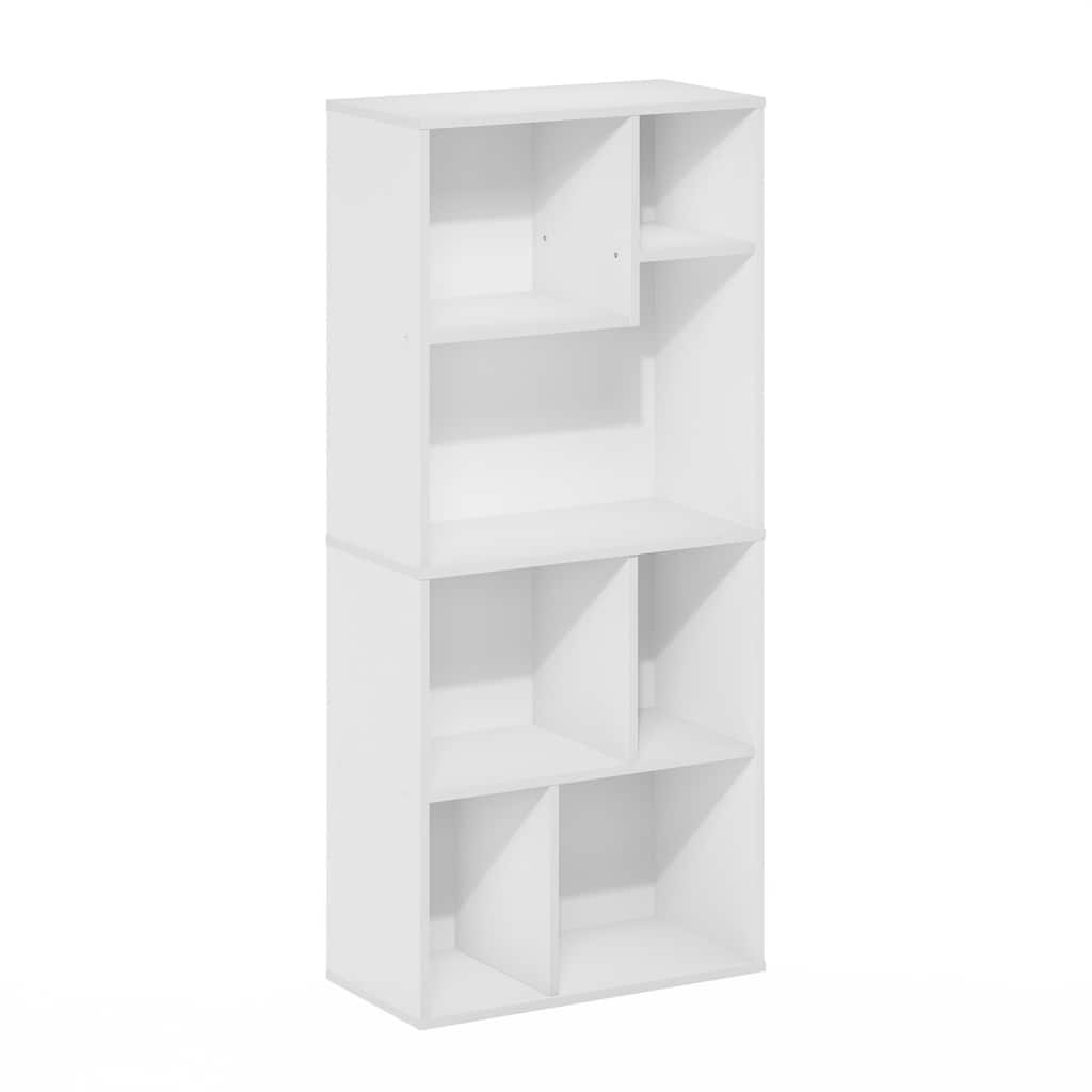 42.13 in. Tall White Wood 7-Shelf Bookcase