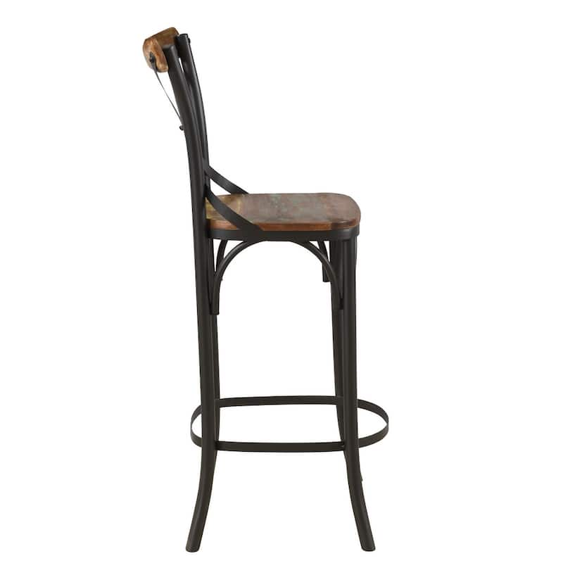 HomeRoots 30" Brown And Black Metal Counter Height Bar Chair