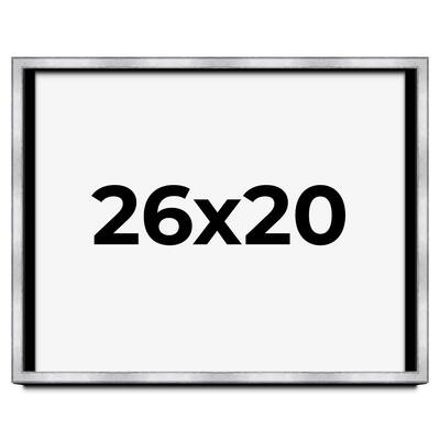 26x20 Shadow Box Frame Silver | 1.375 Inches Deep Real Wood