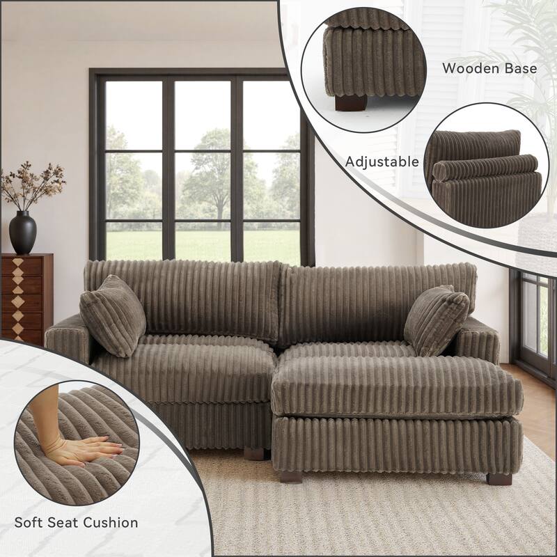 80"W Plush Modular Sectional Sofa with Pillows for Living Room