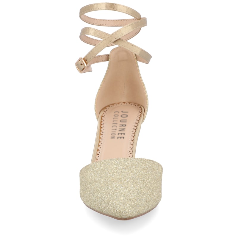 Journee Collection Women's Luela Pointed Toe Mid Heel Pumps - Gold - 12
