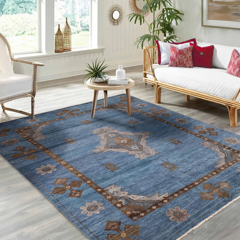 ECARPETGALLERY Hand-knotted Jules Serapi Dark Blue Wool Rug - 8'2 x 9'11