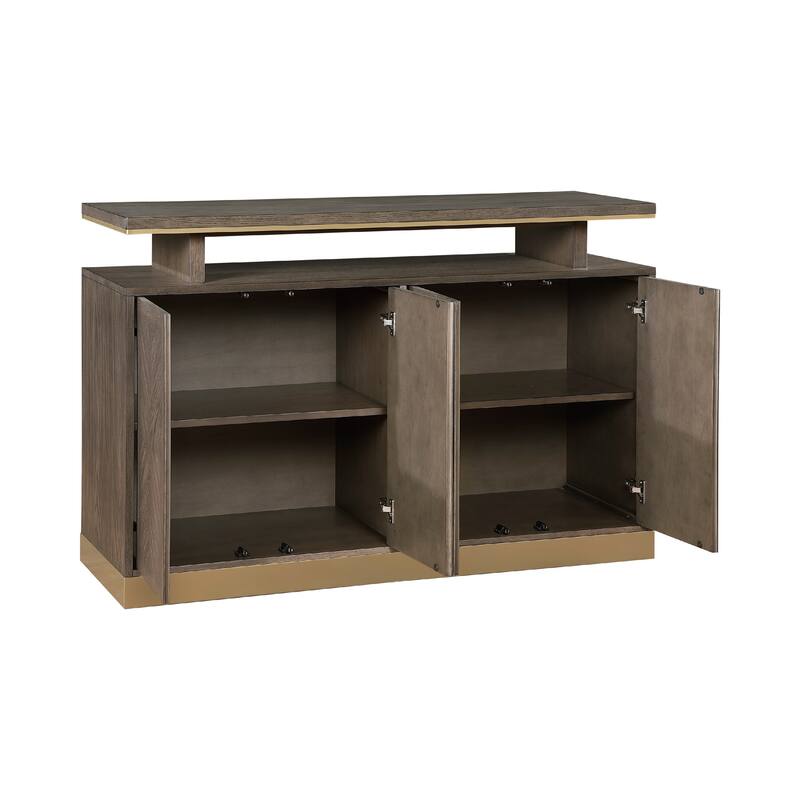 Greta Sideboard Buffet Console 2 Cabinets, Floating Top, Gold, Brown