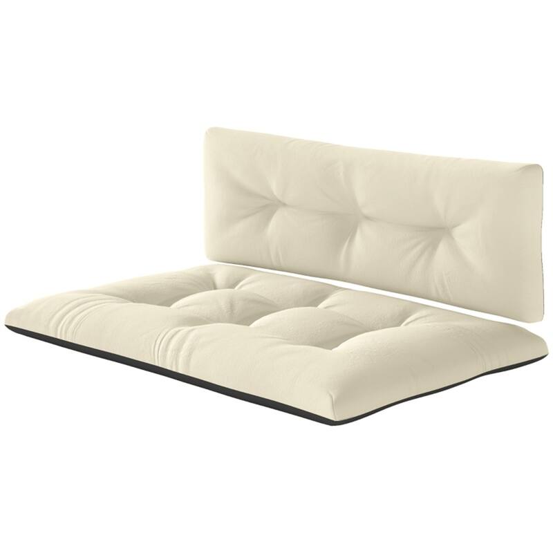 Two Piece Outdoor Indoor Bench Cushion Set Seat and Back 47 Inch Polyester Tufted Cushions - 47.2" L x 30.3" W x 3.9" H - Beige