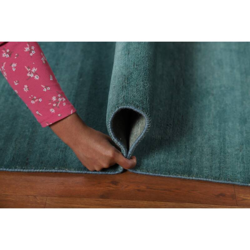 Modern Gabbeh Oriental Rug Solid Handmade Wool Carpet - 3'4"x 4'9"