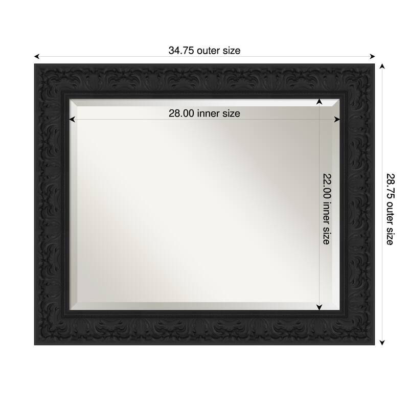 Luxe Beveled Framed Bathroom Vanity Wall Mirror - 35 x 29 in - Luxe Black
