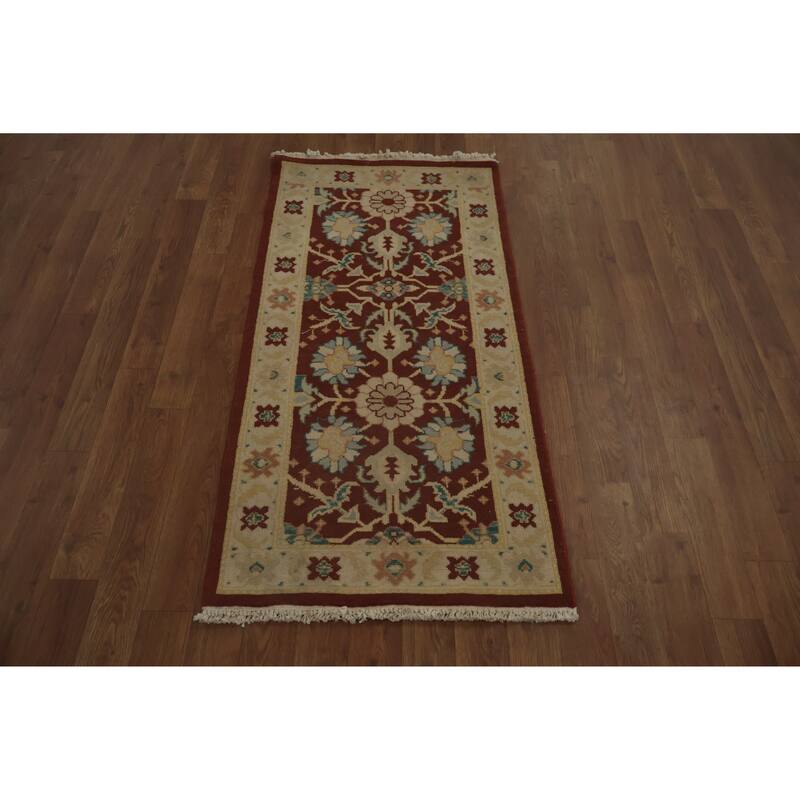Hand Knotted Oriental 100% Wool Carpet Traditional All-Over Brown Ziegler Area Rug - 4' 0'' X 2' 0''