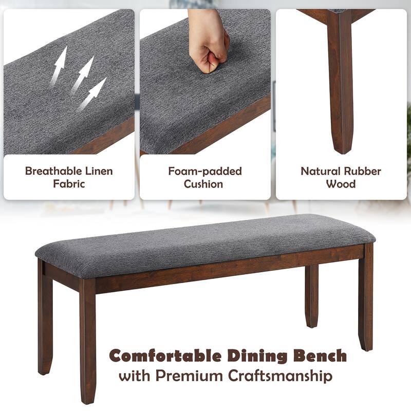 Costway Set of 2 Dining Bench Rubber Wood Upholstered Padded Bedroom - See details