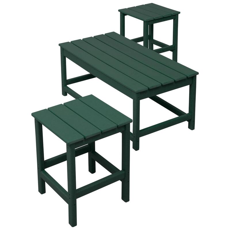 Laguna Hdpe All Weather Outdoor Patio Coffee And Side Tables (3-Piece Set) - Dark Green