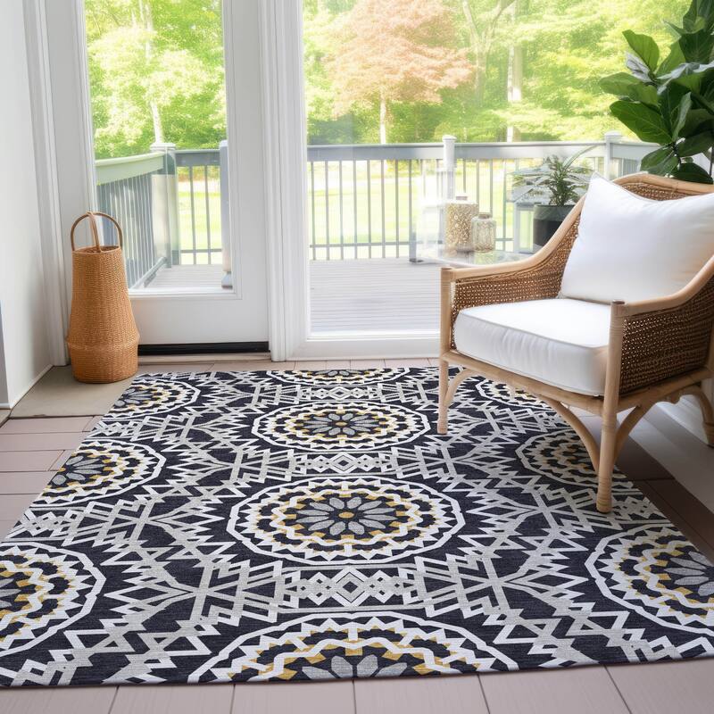 Machine Washable Indoor/ Outdoor Chantille Moroccan Boho Rug