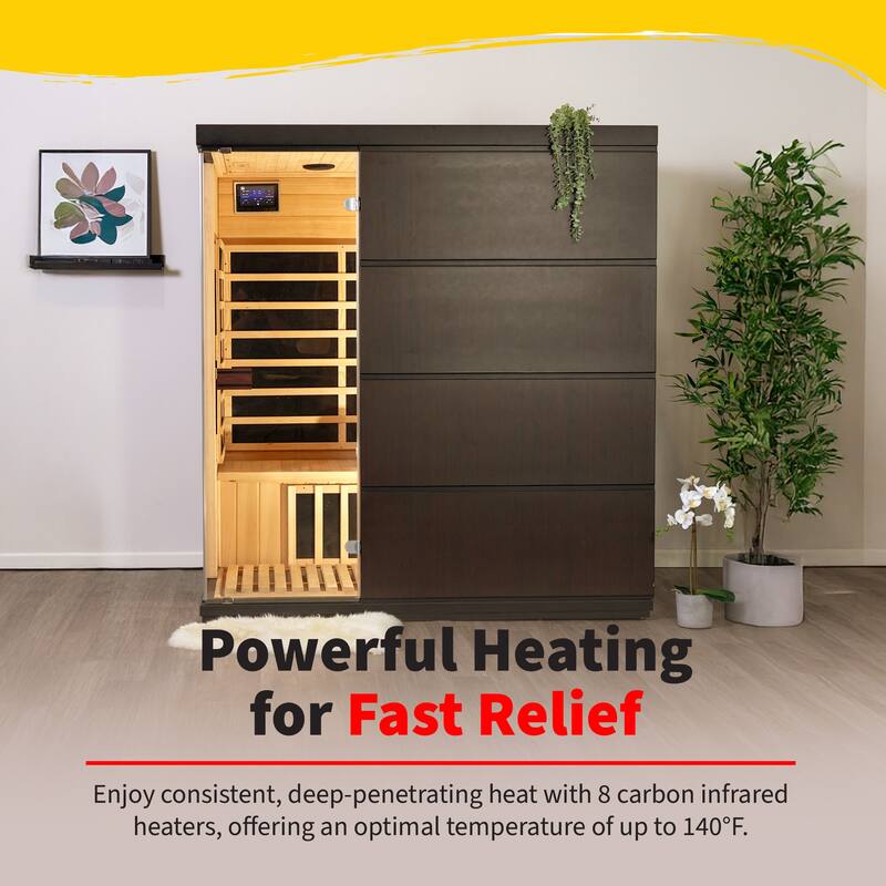 HeatWave Sirona 3-Person Hemlock Infrared Sauna with 8 Carbon Heaters