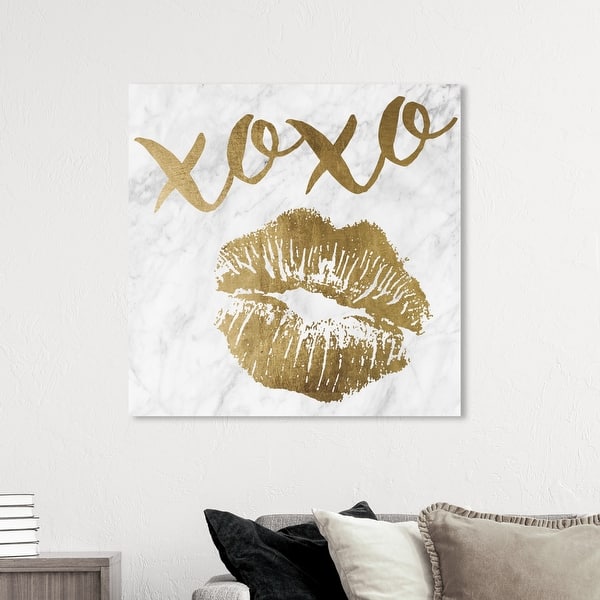 Oliver Gal 'Xoxo Simple Kiss Gold' Fashion and Glam Wall Art Canvas Print  Lips - Gold, Gray - Bed Bath & Beyond - 32478810