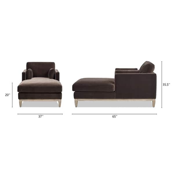 dimension image slide 0 of 5, Knox 65" Modern Farmhouse Performance Velvet Chaise Lounge Chair