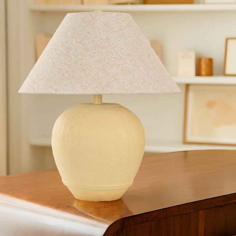 21.6" Modern Ceramic Table Lamp With Linen Shade for Living Room Bedroom